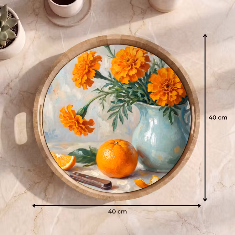 Tray - Food - Orange - Art - Eten - Oranje - Kunst Dienblad Rond middel