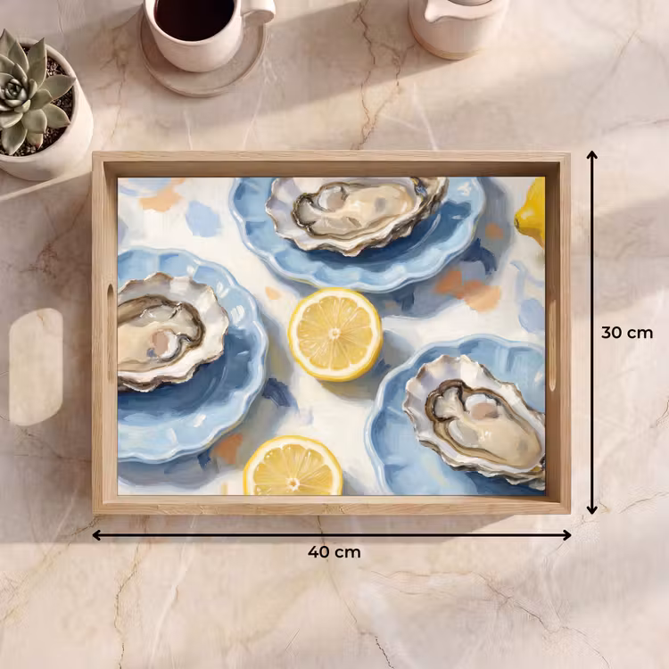 Eten - Oesters - Citroenen - Modern - Geel Dienblad Rechthoek middel -USP_Formaat