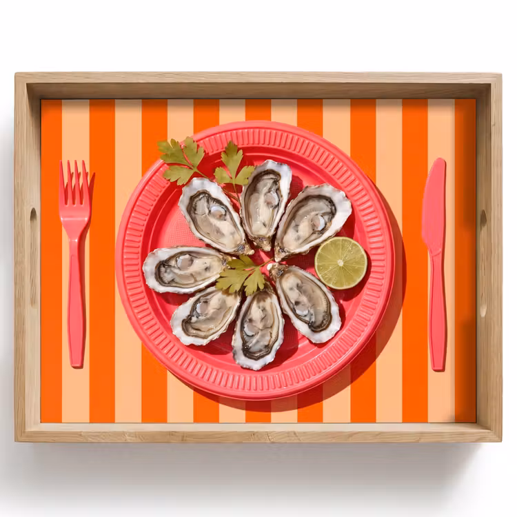 Eten - Oester - Zeevruchten - Oranje - Modern Dienblad Rechthoek middel -z3d_shopping
