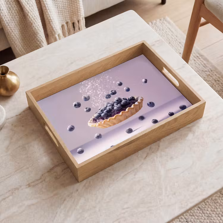 Eten - Taart - Bessen - Blauw Dienblad Rechthoek middel -sfeer1