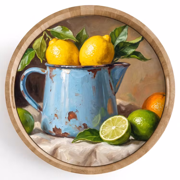 Tray - Food - Still Life - Classical - Eten - Stilleven - Klassiek Dienblad Rond middel