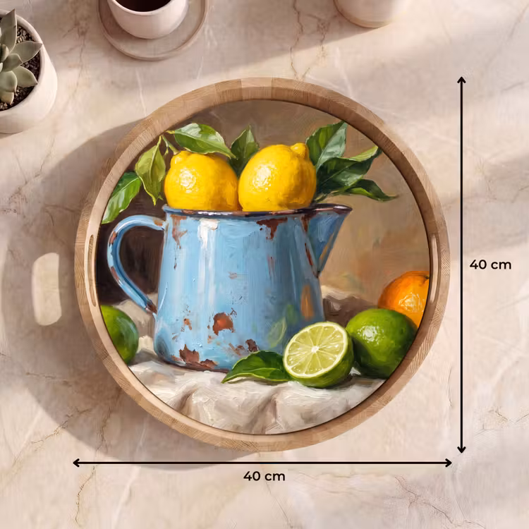 Tray - Food - Still Life - Classical - Eten - Stilleven - Klassiek Dienblad Rond middel