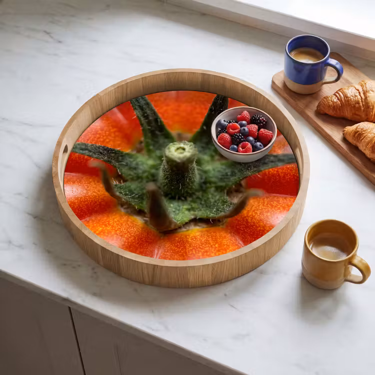 Tray - Food - Tomato - Red - Eten - Tomaat - Rood Dienblad Rond middel