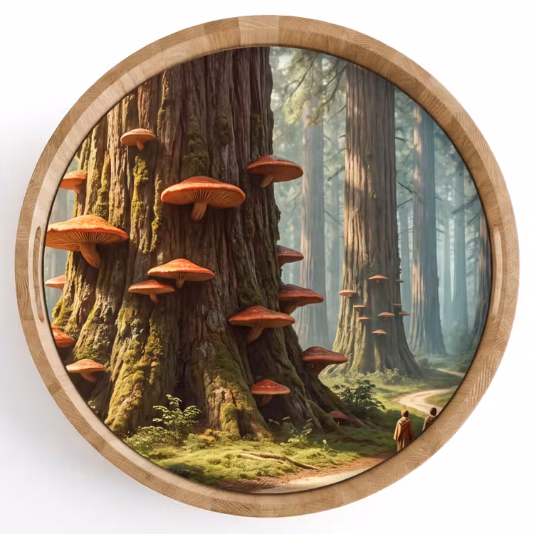 Tray - Forest - Trees - Nature - Bos - Bomen - Natuur Dienblad Rond middel