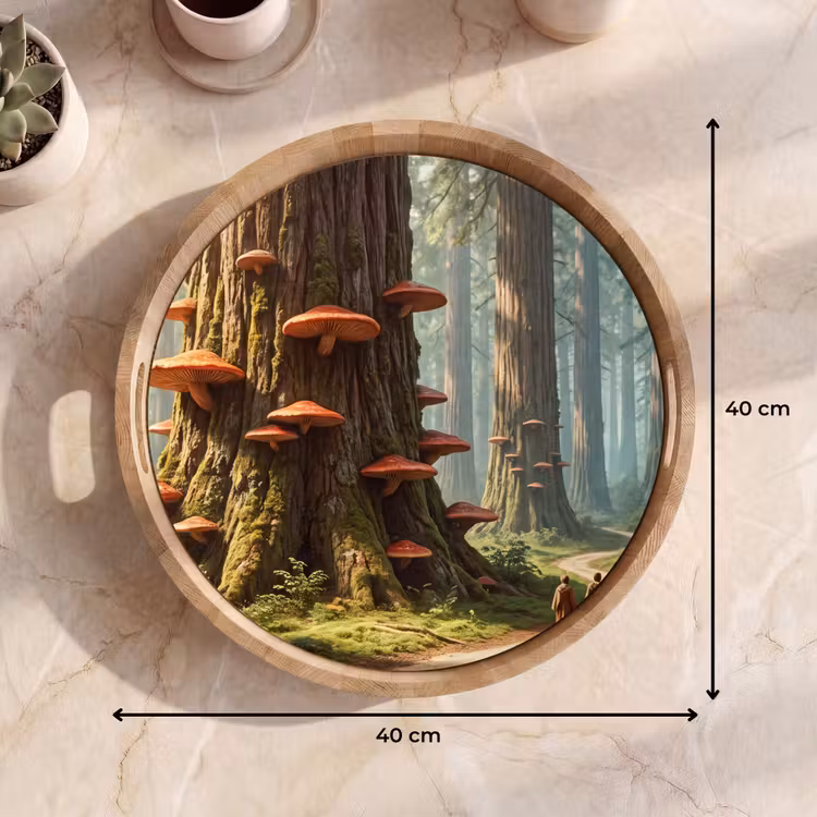 Tray - Forest - Trees - Nature - Bos - Bomen - Natuur Dienblad Rond middel