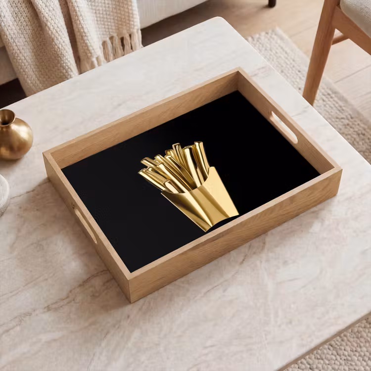 Friet - Goud - Chrome - Eten Dienblad Rechthoek middel -sfeer1