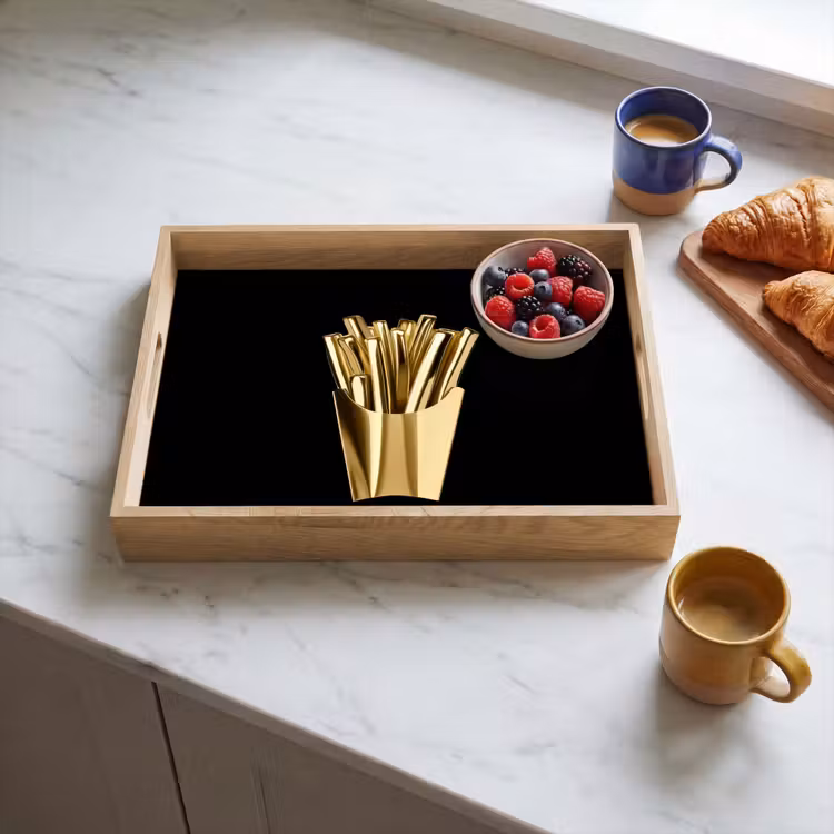 Friet - Goud - Chrome - Eten Dienblad Rechthoek middel -sfeer2