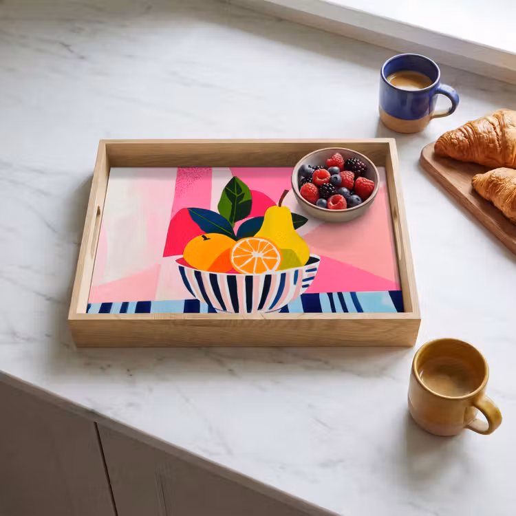 Fruit - Abstracte achtergrond - Roze Dienblad Rechthoek middel -sfeer2