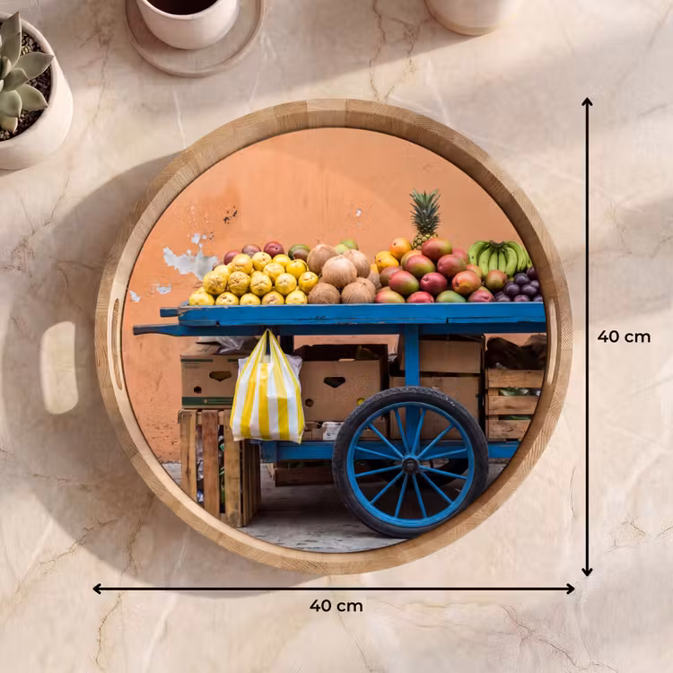 Tray - Fruit - Cart - Street - Fruit - Kar - Straat Dienblad Rond middel