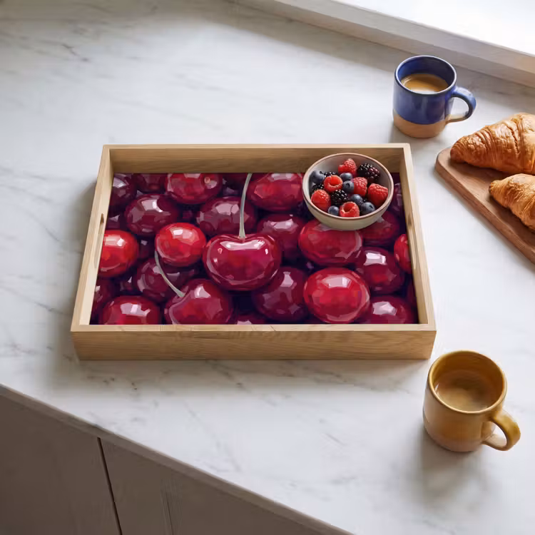 Fruit - Kersen - Eten - Modern - Rood Dienblad Rechthoek middel -sfeer2
