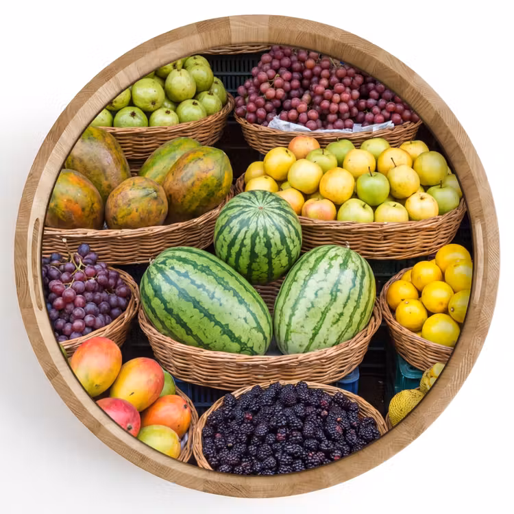 Tray - Fruit - Market - Colorful - Fruit - Markt - Kleurrijk Dienblad Rond middel