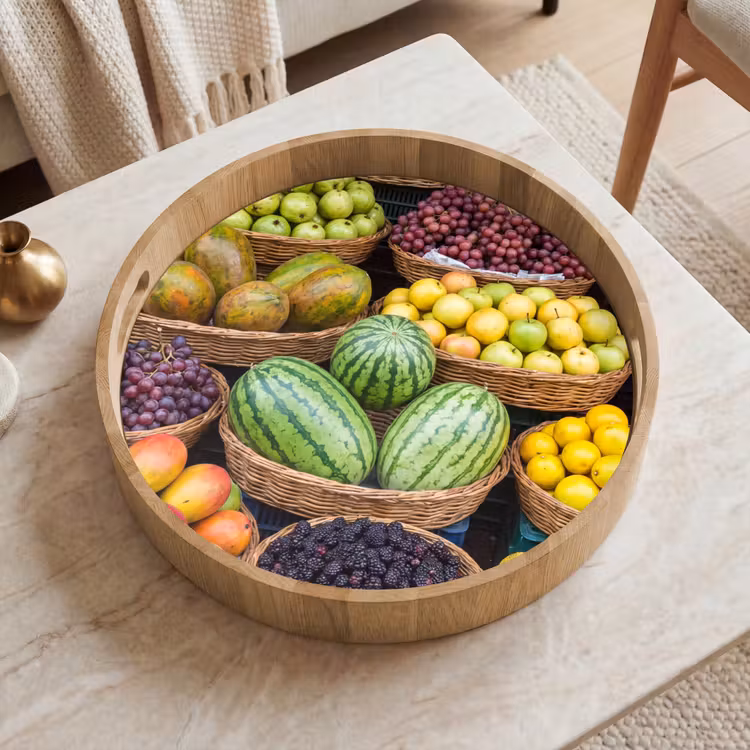 Tray - Fruit - Market - Colorful - Fruit - Markt - Kleurrijk Dienblad Rond middel