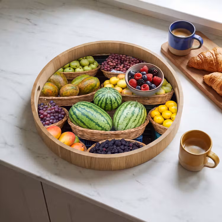 Tray - Fruit - Market - Colorful - Fruit - Markt - Kleurrijk Dienblad Rond middel