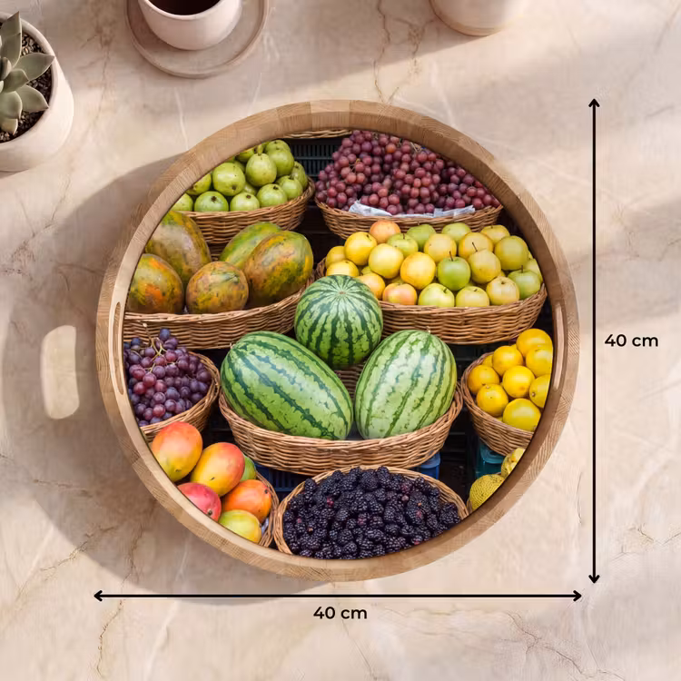 Tray - Fruit - Market - Colorful - Fruit - Markt - Kleurrijk Dienblad Rond middel