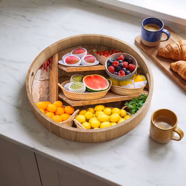 Tray - Fruit - Market - Fresh - Fruit - Markt - Vers Dienblad Rond middel
