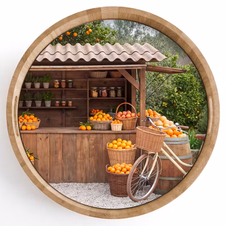 Tray - Fruit - Market - Rural - Fruit - Markt - Landelijk Dienblad Rond middel