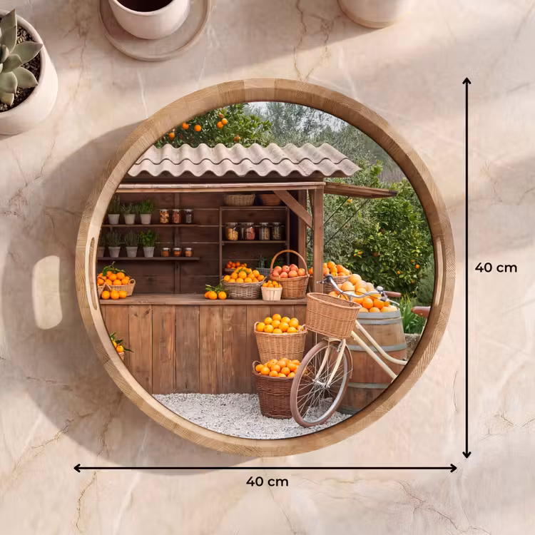 Tray - Fruit - Market - Rural - Fruit - Markt - Landelijk Dienblad Rond middel