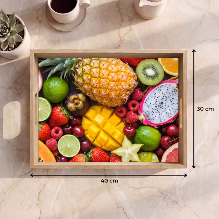 Fruit - Assortiment - Vers - Gezond - Kleurrijk Dienblad Rechthoek middel -USP_Formaat