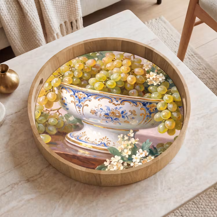 Tray - Fruit - Still Life - Classical - Fruit - Stilleven - Klassiek Dienblad Rond middel
