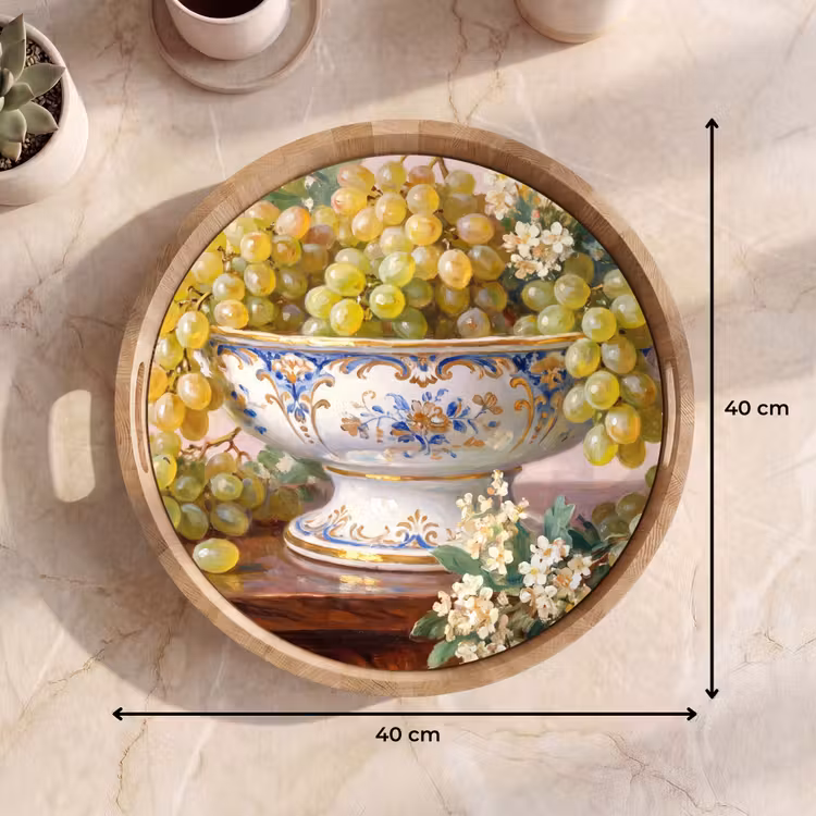 Tray - Fruit - Still Life - Classical - Fruit - Stilleven - Klassiek Dienblad Rond middel