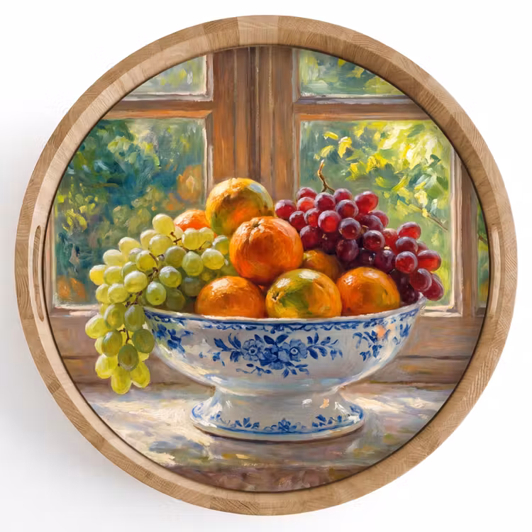 Tray - Fruit - Windowsill - Nature - Fruit - Vensterbank - Natuur Dienblad Rond middel