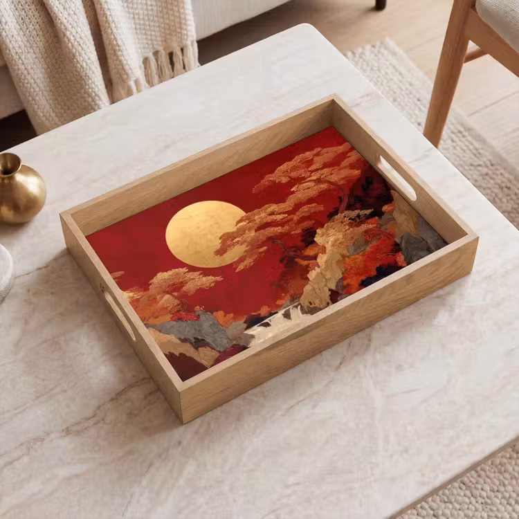 Volle maan - Landschap - Waterval Dienblad Rechthoek middel -sfeer1