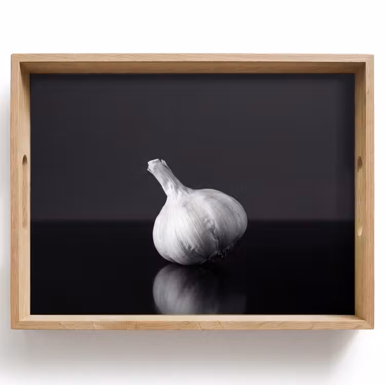 Knoflook - Zwart - Wit Dienblad Rechthoek middel -z3d_shopping