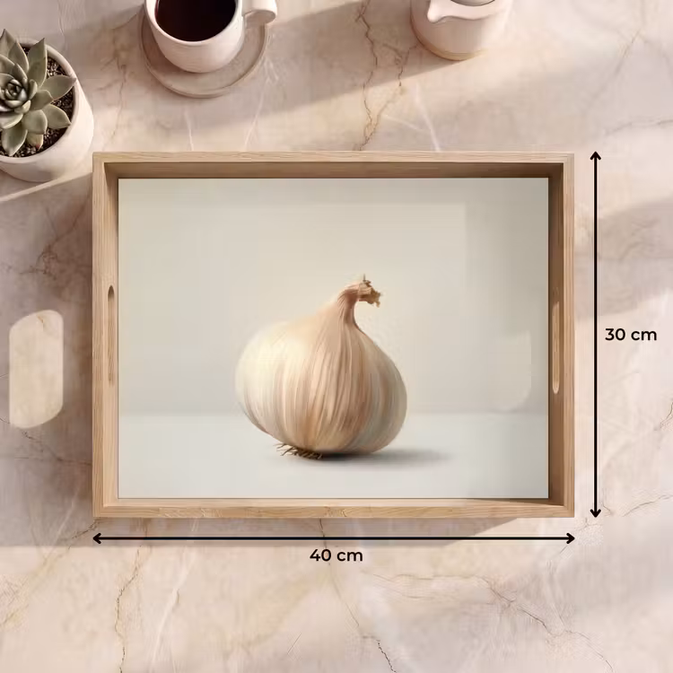 Knoflook - Natuurlijk - Beige Dienblad Rechthoek middel -USP_Formaat