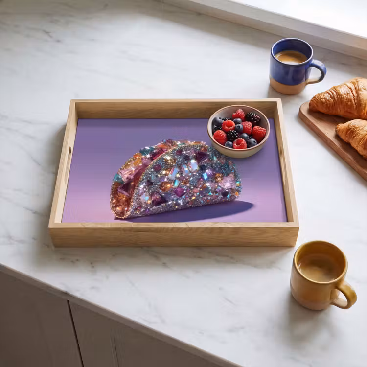 Edelstenen - Glitters - Paars - Kleurrijk Dienblad Rechthoek middel -sfeer2