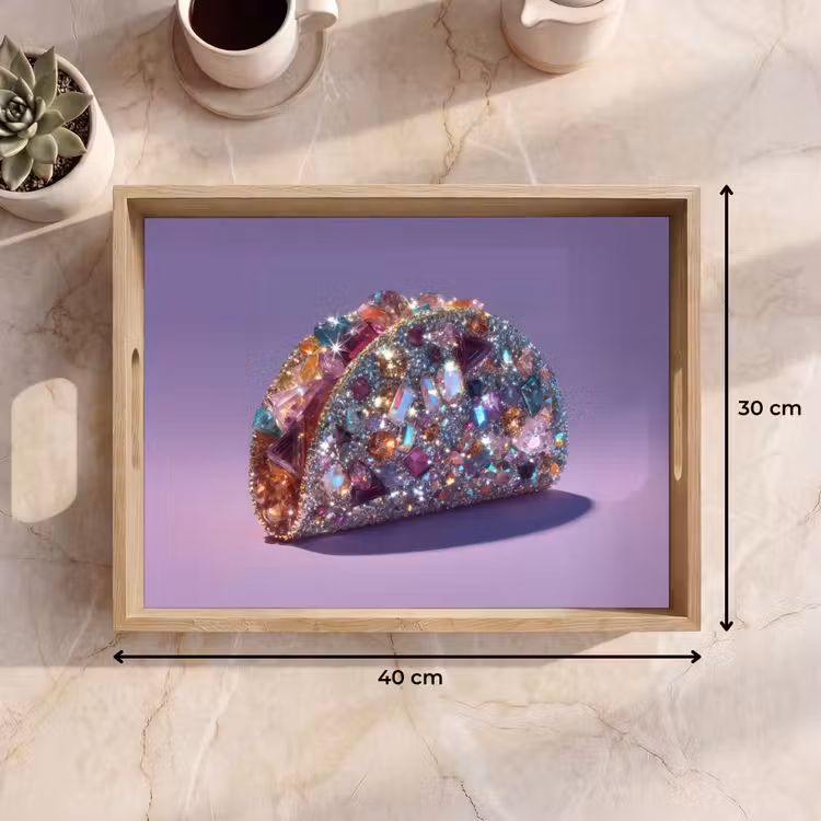 Edelstenen - Glitters - Paars - Kleurrijk Dienblad Rechthoek middel -USP_Formaat