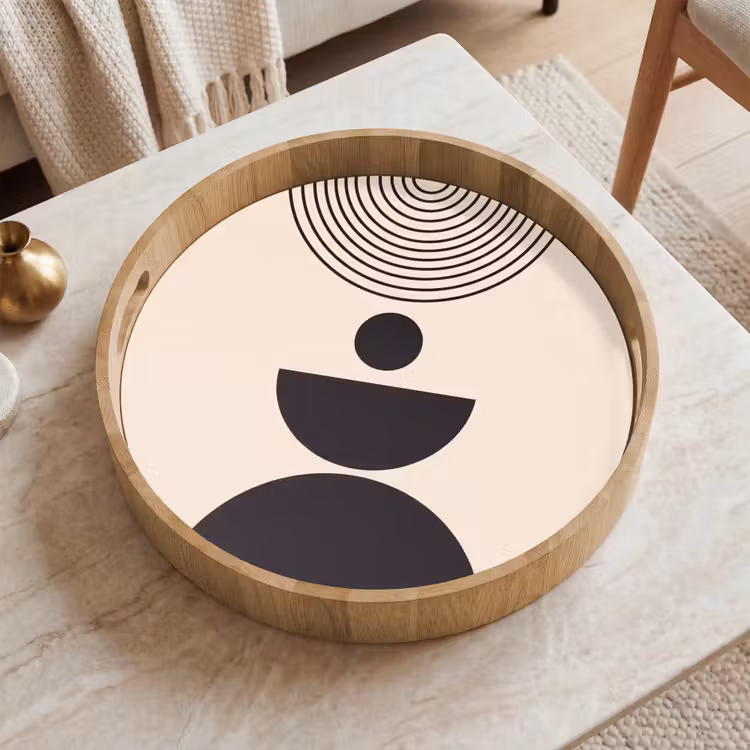Tray - Geometric Balance - Art - Geometrische balans - Kunst Dienblad Rond middel