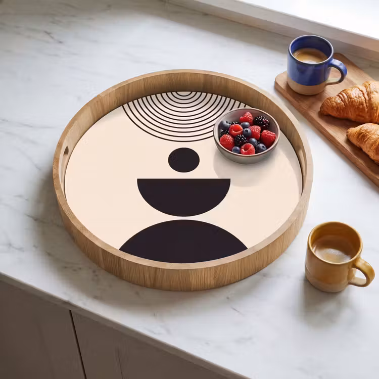 Tray - Geometric Balance - Art - Geometrische balans - Kunst Dienblad Rond middel
