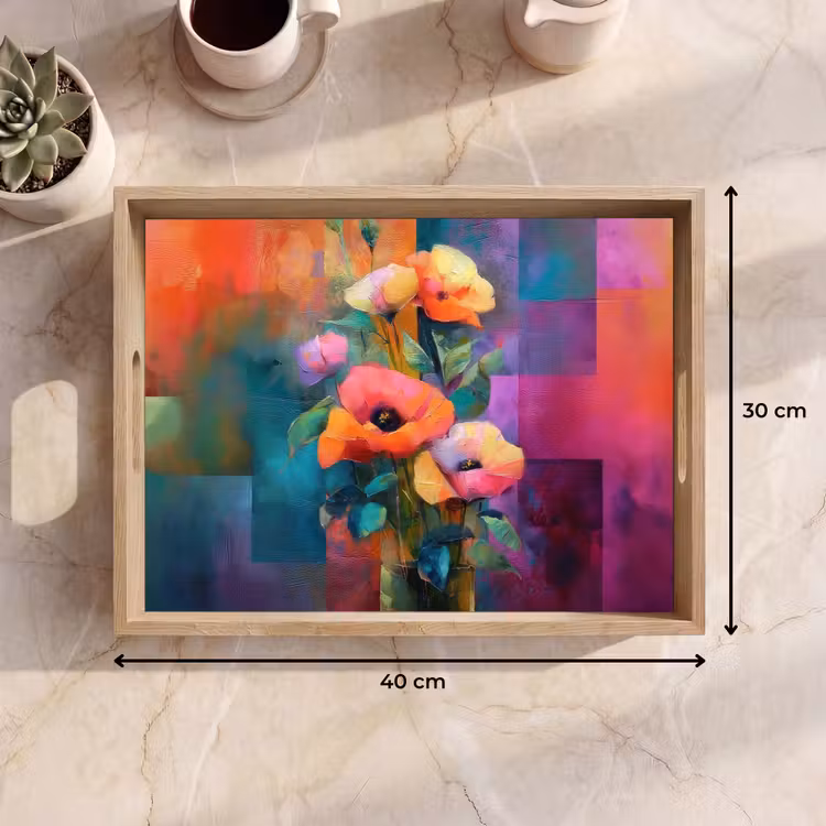 Geometrische kleurvlaken - Modern - Fantasiebloemen Dienblad Rechthoek middel -USP_Formaat