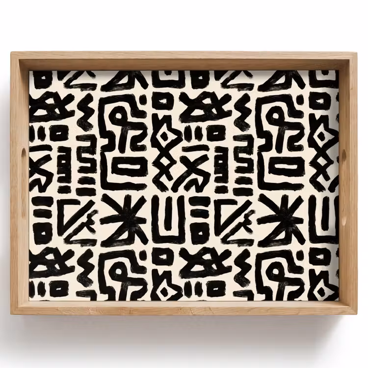 Geometrisch - Figuren - Zwart Dienblad Rechthoek middel 911 -z3d_shopping