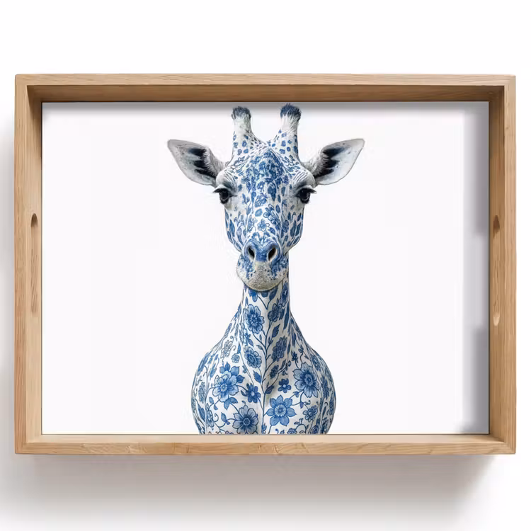 Giraffe - Delfts blauw - Dieren - Minimalistisch Dienblad Rechthoek middel -z3d_shopping