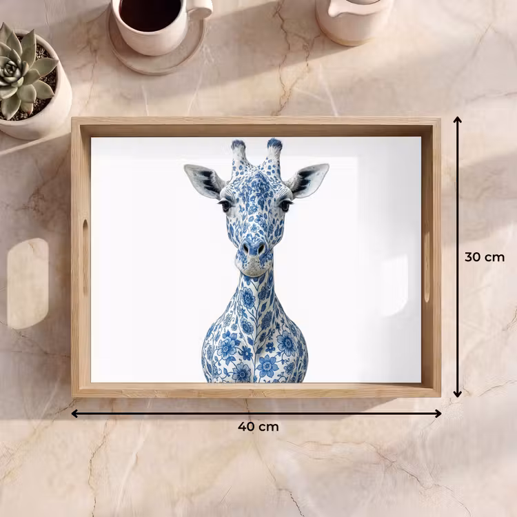 Giraffe - Delfts blauw - Dieren - Minimalistisch Dienblad Rechthoek middel -USP_Formaat