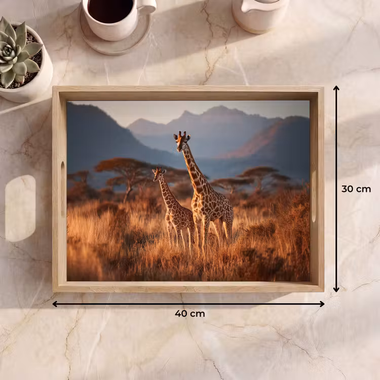 Giraffen - Hoog gras - Acaciabomen Dienblad Rechthoek middel -USP_Formaat