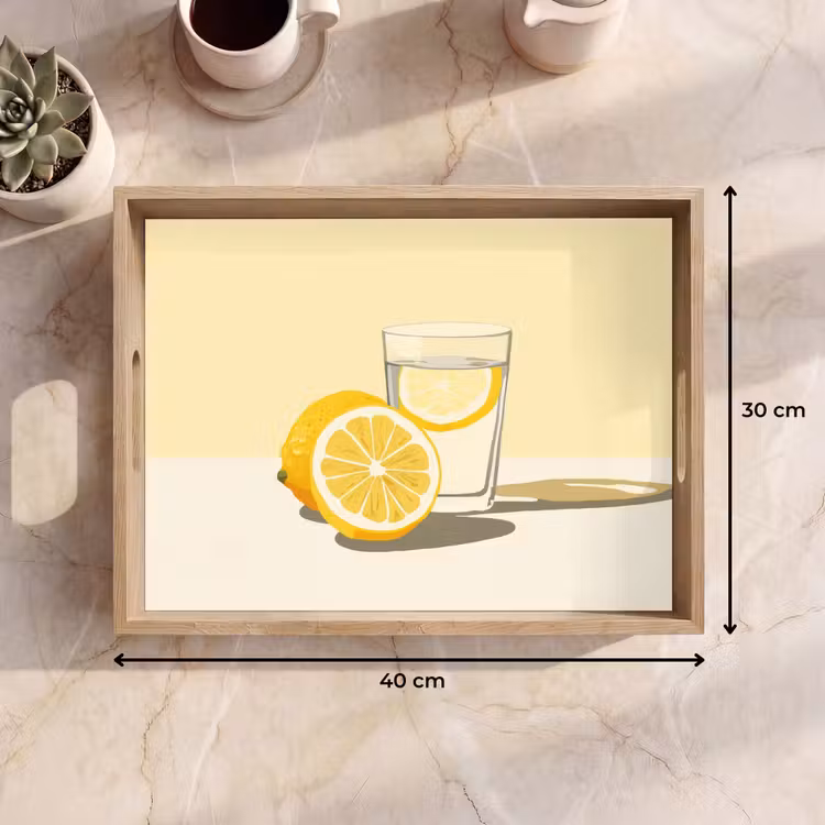Glas - Citroenschijfjes - Geel Dienblad Rechthoek middel -USP_Formaat