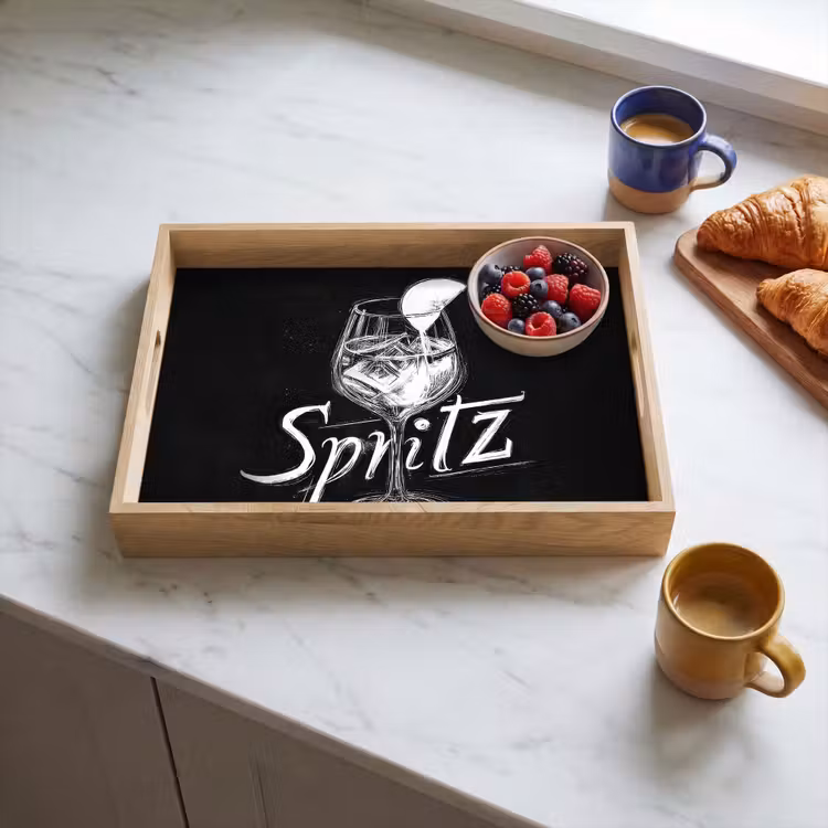 Glas spritz - Krijtletters - Ijsblokjes - Citroen Dienblad Rechthoek middel -sfeer2