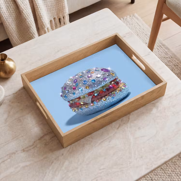 Glitters - Hamburger - Blauw Dienblad Rechthoek middel -sfeer1