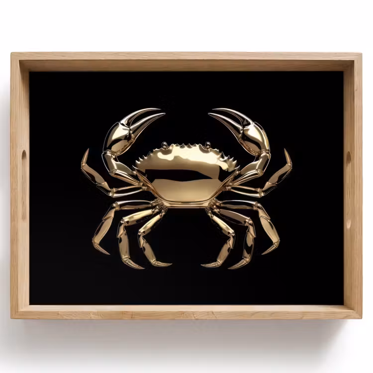 Goud - Krab - Dieren - Zwart Dienblad Rechthoek middel -z3d_shopping