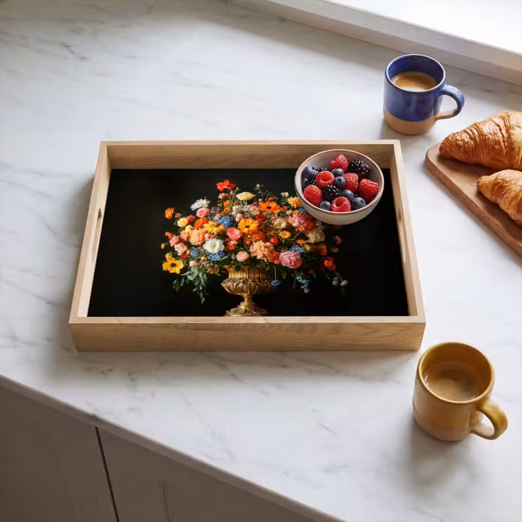 Goud - Bloemen - Kleuren - Vaas Dienblad Rechthoek middel -sfeer2