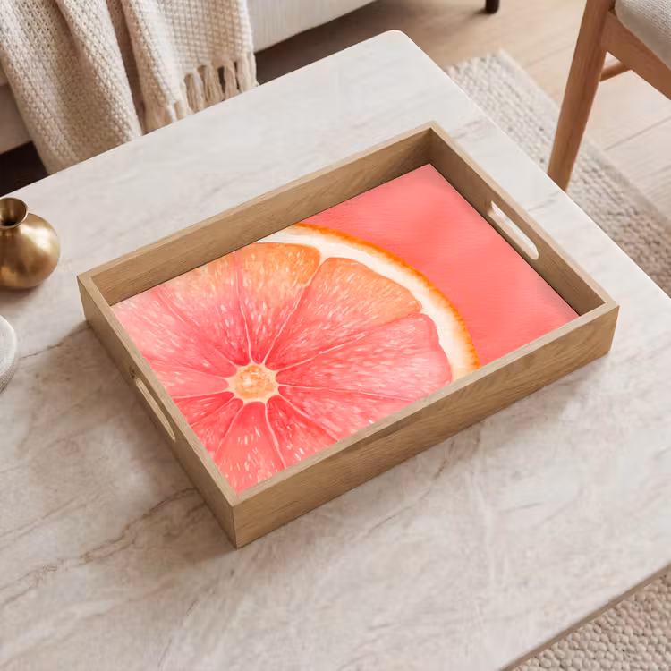 Grapefruit - Roze - Levendig Dienblad Rechthoek middel -sfeer1