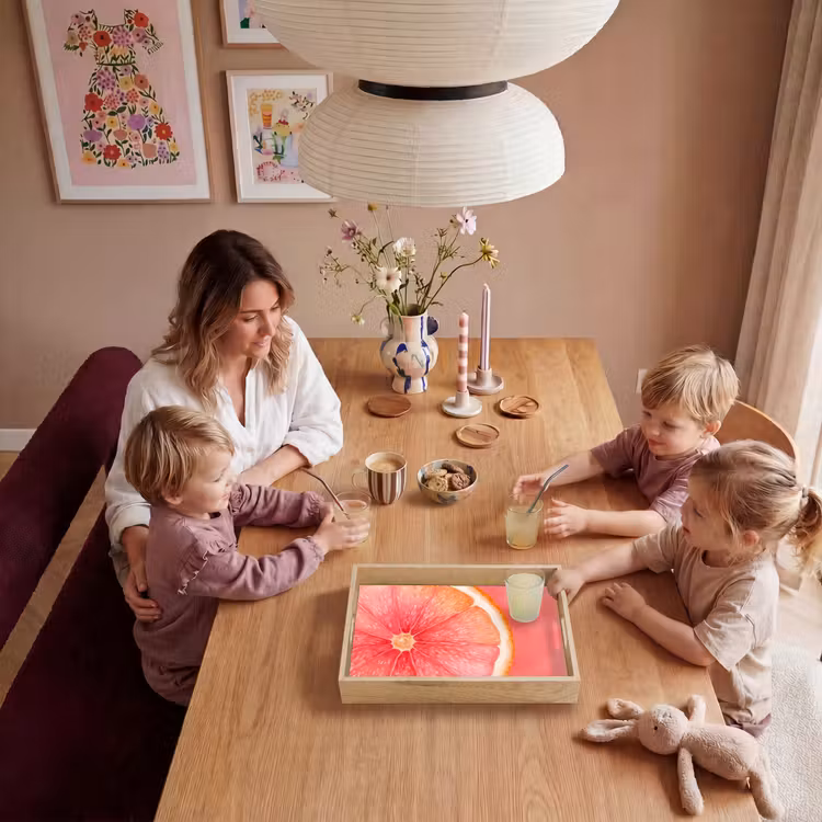 Grapefruit - Roze - Levendig Dienblad Rechthoek middel -sfeer4