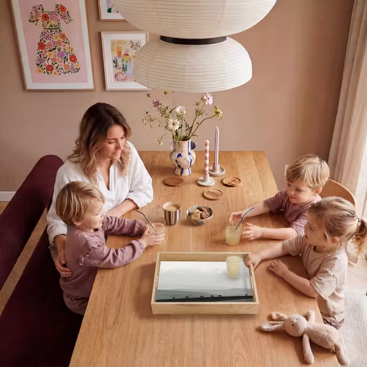 Grijs - Berg - Paarden Dienblad Rechthoek middel -sfeer4