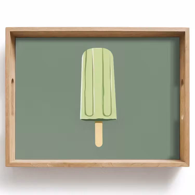 Groen - Waterijsje - Stokje - Illustratie Dienblad Rechthoek middel -z3d_shopping