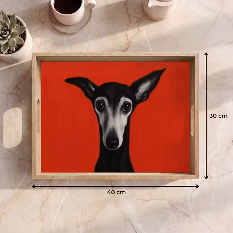 Windhond - Minimalistisch - Rood Dienblad Rechthoek middel -USP_Formaat