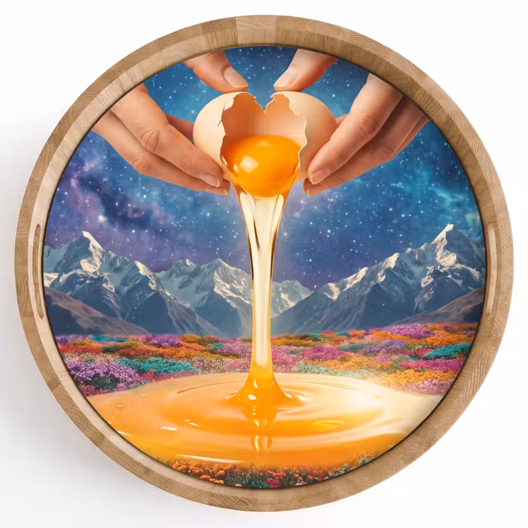 Tray - Hands - Egg - Surrealism - Handen - Ei - Surrealisme Dienblad Rond middel