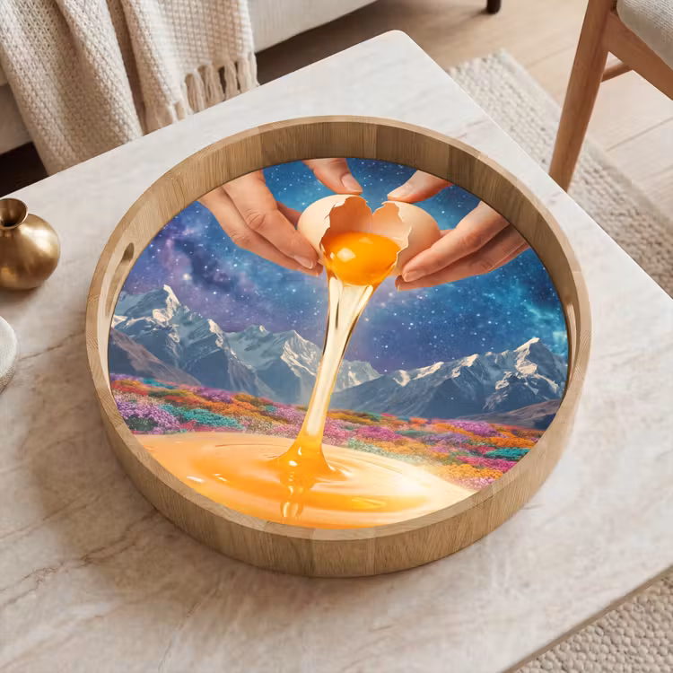 Tray - Hands - Egg - Surrealism - Handen - Ei - Surrealisme Dienblad Rond middel