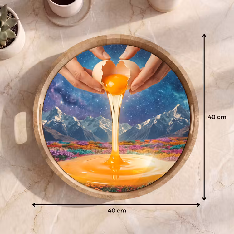 Tray - Hands - Egg - Surrealism - Handen - Ei - Surrealisme Dienblad Rond middel
